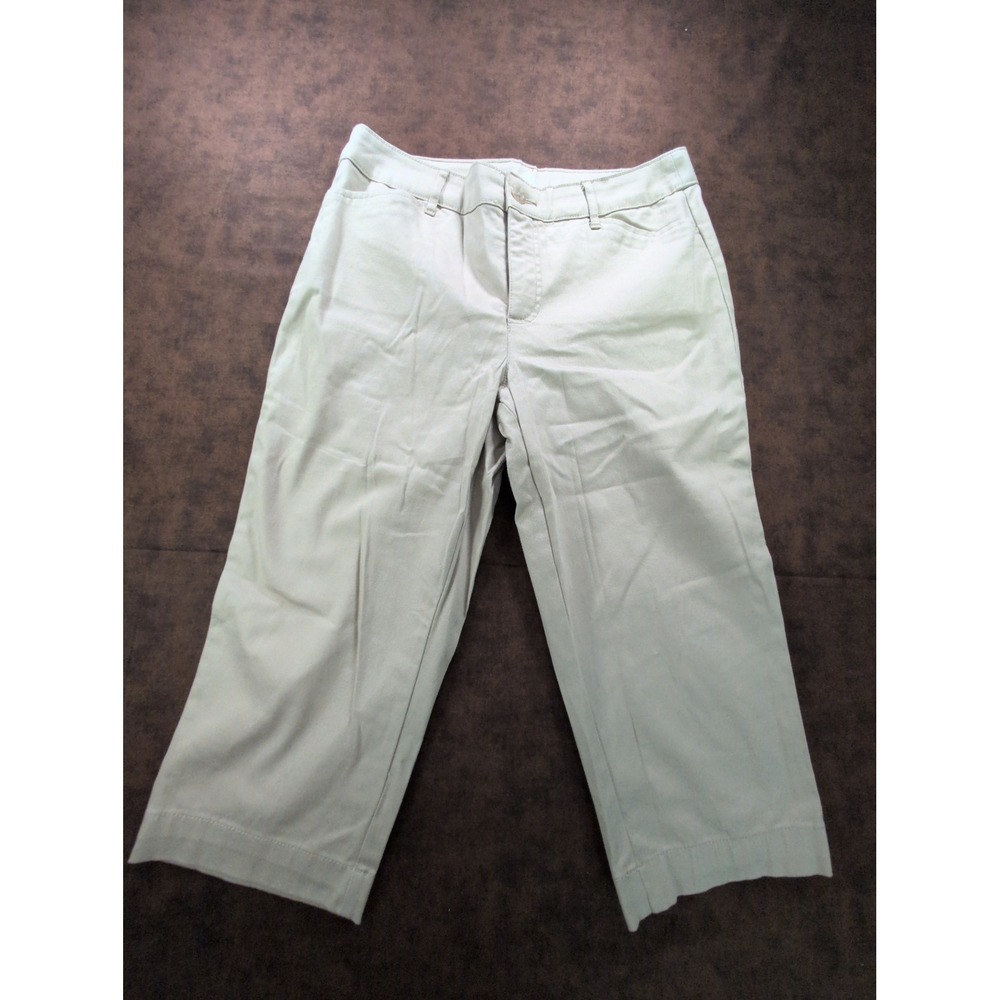 St Johns Bay Womens Khaki Beige Chino‎ Capri Stretch Pants Size 12 Mid Rise